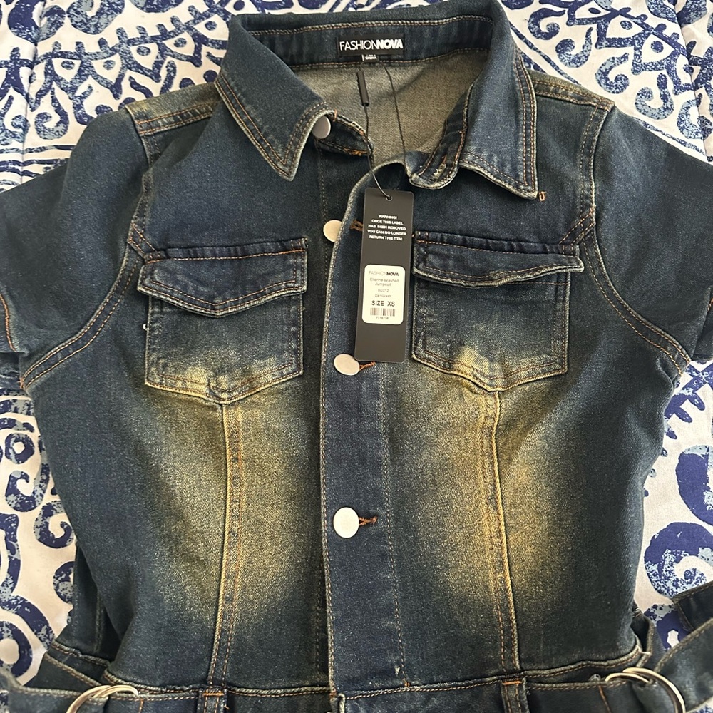 Fashion Nova Dark Wash Denim Jacket